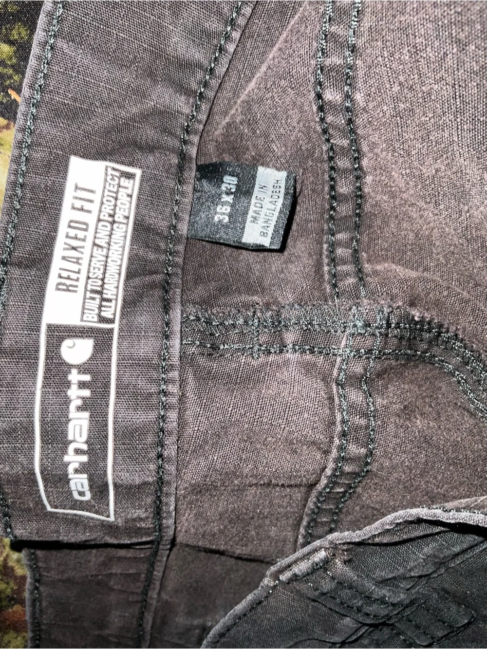 Carhartt 105461 Rugged Flex Ripstop Cargo Work Pants 36x30 Shadow Distresse